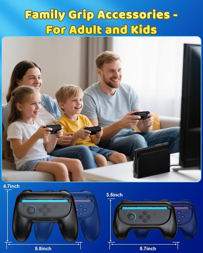 FYOUNG Grips for Nintendo Switch 2, Grip for Joycon 2 with Dual Size, Comfort Ergonomic Grip Case for Kids & Adults Hand, Reduce Hand Fatigue, Family Gaming Switch Accessories (4 Packs) - Image 2
